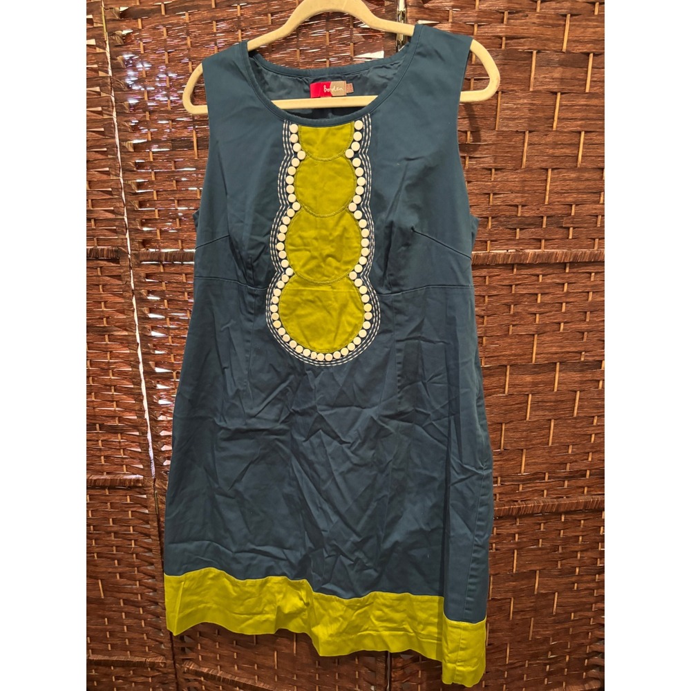 Boden Women's Dress US 16R Blue Green Sleeveless‎ Sheath Career Party